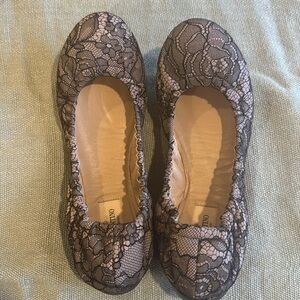 Valentino Garavani Lace&Leather Ballet Flats 37 1/2